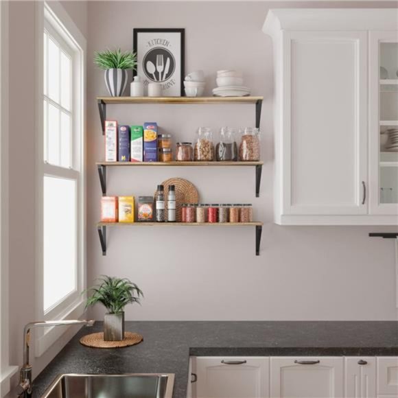 Set of 3 -Large Floating Shelves 36 inch Wall Storage, Floating Bookshelf Books - Picture 5 of 5